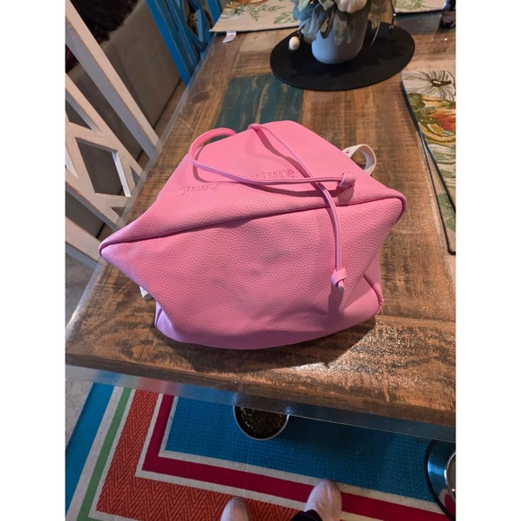 Juicy Couture Pink Faux Leather Drawstring Bucket Bag Crossbody Strap - Picture 5 of 6